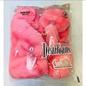 VINTAGE Dearfoams NOS fuzzy fur bootie slippers 61/2-71/2